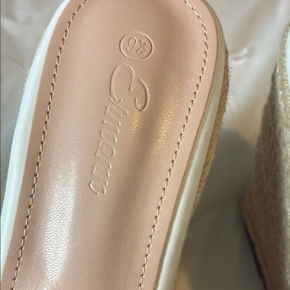 White Platform Espadrille Slides with Woven Design - Picture 5 of 9